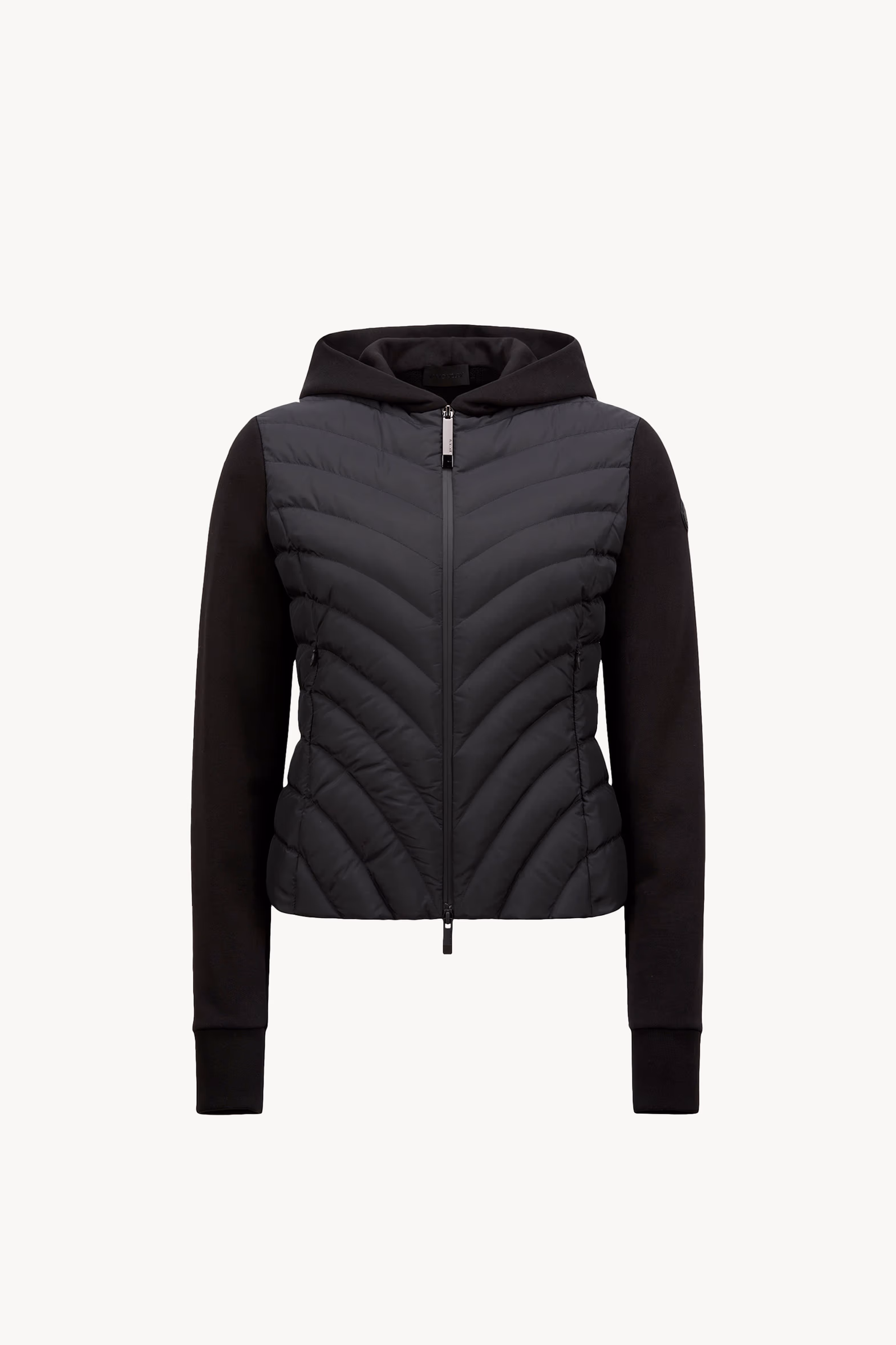 Cárdigan con capucha y cremallera de algodón con acolchado diagonal Mujer Negro Moncler 2